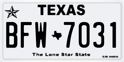 TX license plate BFW7031