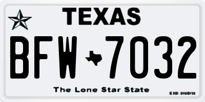 TX license plate BFW7032