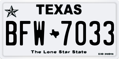 TX license plate BFW7033