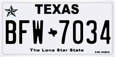 TX license plate BFW7034