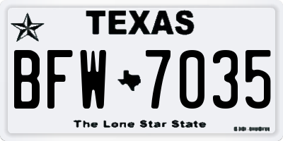 TX license plate BFW7035