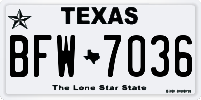 TX license plate BFW7036