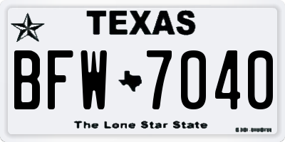 TX license plate BFW7040