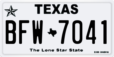 TX license plate BFW7041