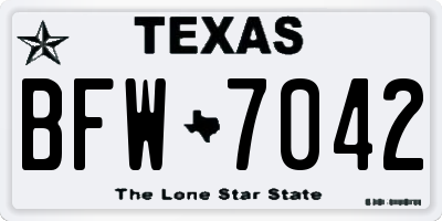 TX license plate BFW7042