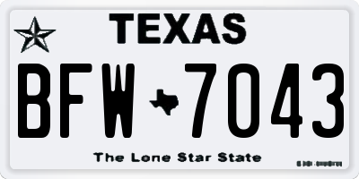 TX license plate BFW7043
