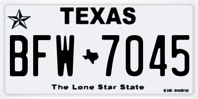 TX license plate BFW7045