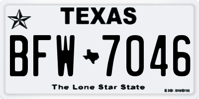 TX license plate BFW7046