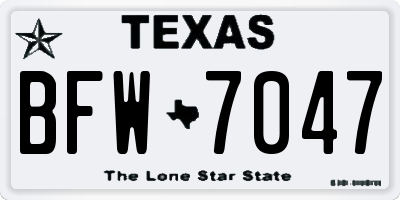TX license plate BFW7047