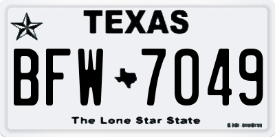 TX license plate BFW7049
