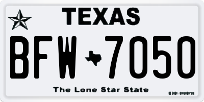 TX license plate BFW7050