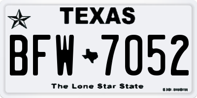 TX license plate BFW7052