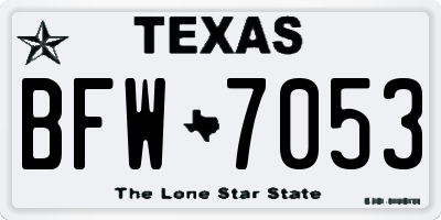 TX license plate BFW7053
