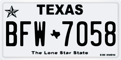 TX license plate BFW7058