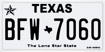 TX license plate BFW7060
