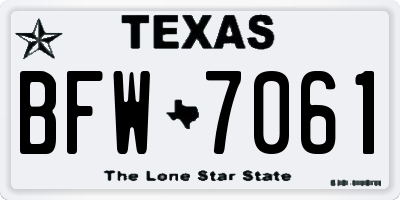 TX license plate BFW7061