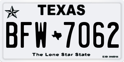 TX license plate BFW7062