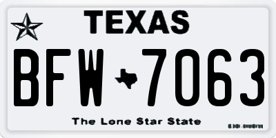TX license plate BFW7063