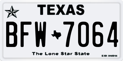 TX license plate BFW7064