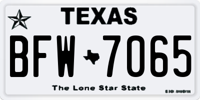 TX license plate BFW7065