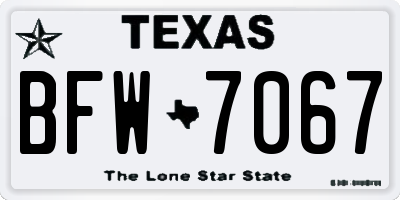 TX license plate BFW7067