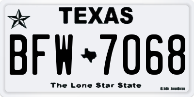 TX license plate BFW7068