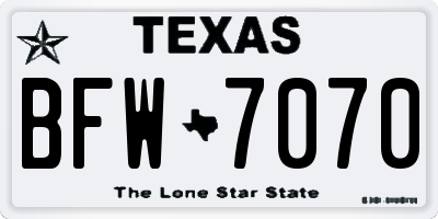 TX license plate BFW7070