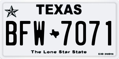 TX license plate BFW7071