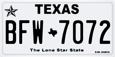 TX license plate BFW7072