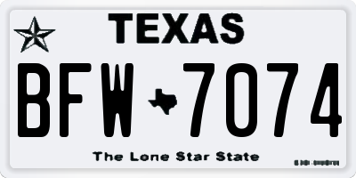 TX license plate BFW7074