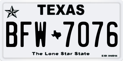 TX license plate BFW7076