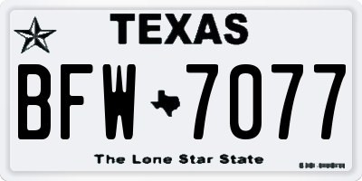TX license plate BFW7077