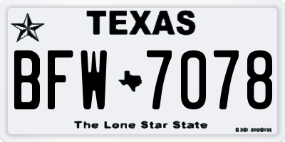 TX license plate BFW7078