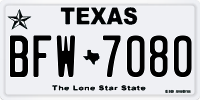 TX license plate BFW7080