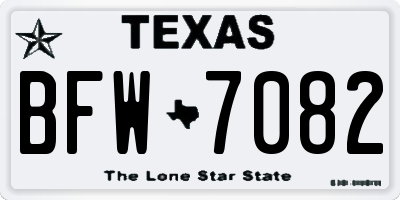 TX license plate BFW7082