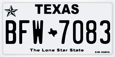 TX license plate BFW7083