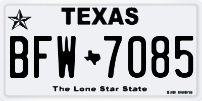 TX license plate BFW7085