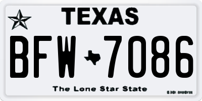 TX license plate BFW7086