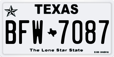 TX license plate BFW7087