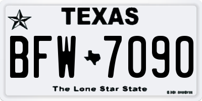 TX license plate BFW7090