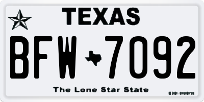 TX license plate BFW7092