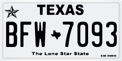 TX license plate BFW7093