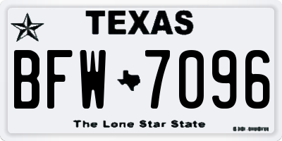 TX license plate BFW7096