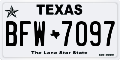 TX license plate BFW7097