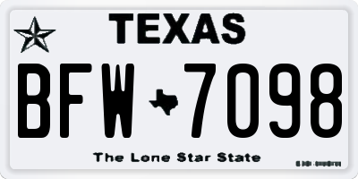 TX license plate BFW7098