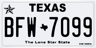 TX license plate BFW7099