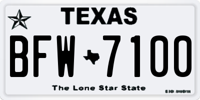 TX license plate BFW7100