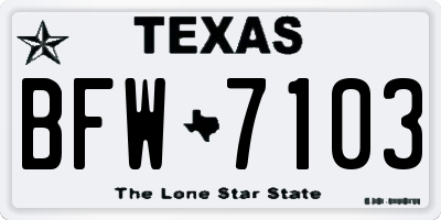 TX license plate BFW7103