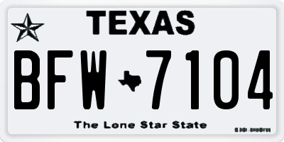 TX license plate BFW7104