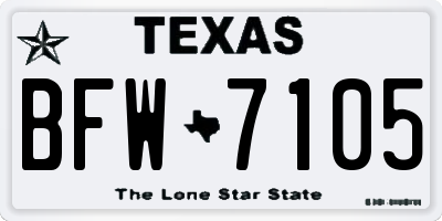 TX license plate BFW7105